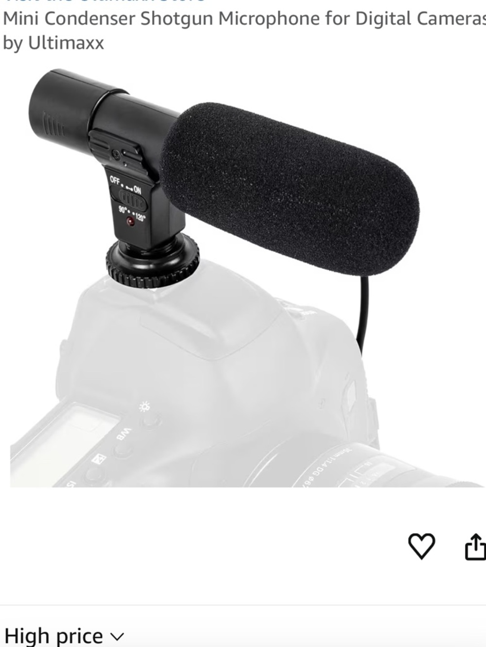 Black Mini Condenser Shotgun Microphone for Camera